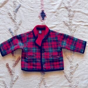 Vintage Baby GAP Kids Toddler Plaid Jacket Wool Blend L XL 18-24 months